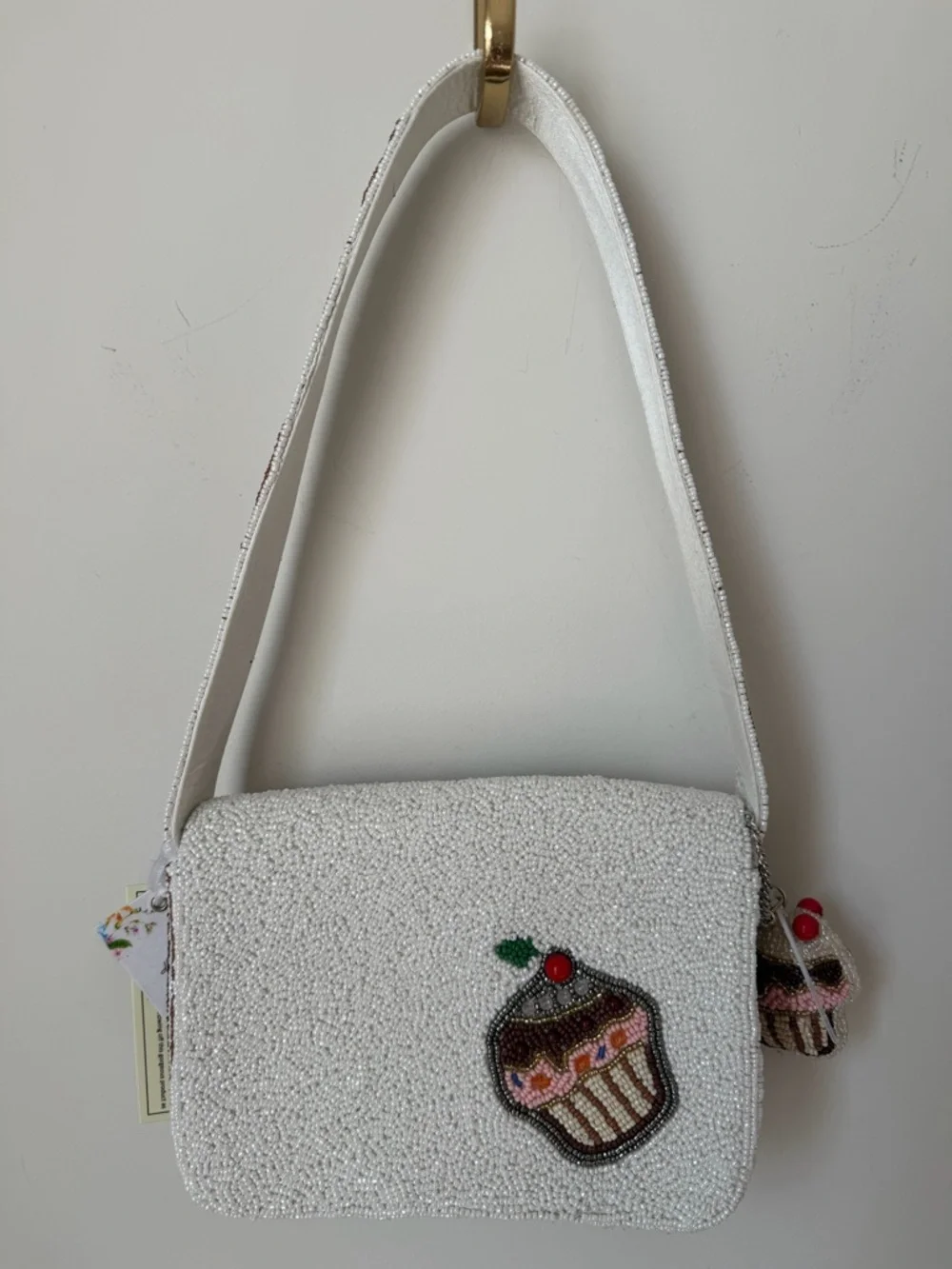 Viral Beaded Cupcake Shoulder Bag with beaded charm